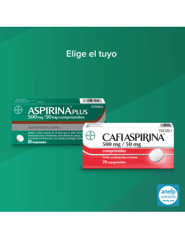 Cafiaspirina 500 mg/50 mg 20 Comprimidos
