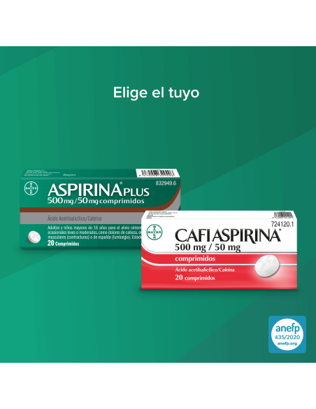 Cafiaspirina 500 mg/50 mg 20 Comprimidos
