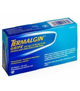 Termalgin Gripe 650/4/10 Mg 10 Sobres Granulados