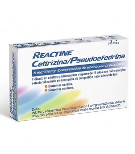 Reactine Cetirizina/pseudoefedrina 5/120 Mg 14 Comprimidos
