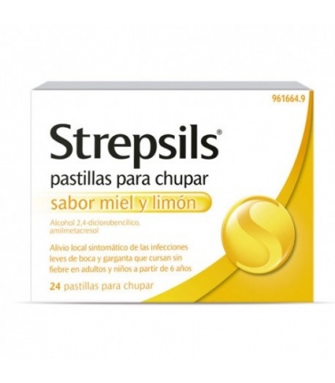 STREPSILS 24 PASTILLAS PARA CHUPAR MIEL-LIMON