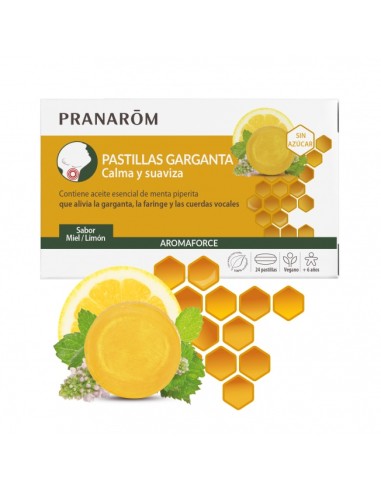 Pranarom Aromaforce Pastillas Garganta 24 unidades sabor miel limón