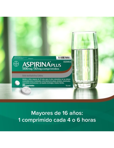 ASPIRINA PLUS 500/50 MG 20 COMPRIMIDOS