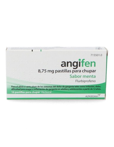 Angifen 8,75 mg 16 Pastillas para Chupar Sabor Menta