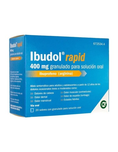 Ibudol Rapid Efg 400 mg 20 sobres granulado solución oral