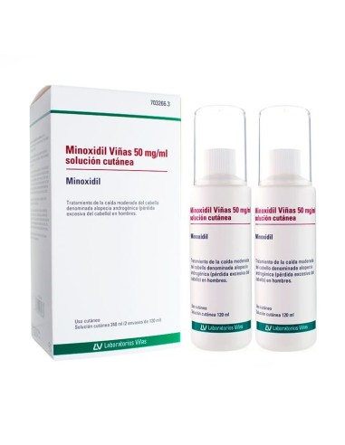 Minoxidil Viñas 50 mg/ml solución cutánea 2 frascos 120 ml