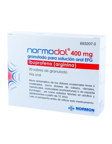 Normodol efg 400 mg 20 sobres granulado para solución oral