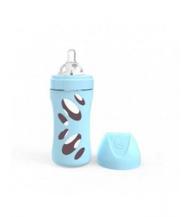 Twistshake biberón vidrio anticólico azul 260 ml