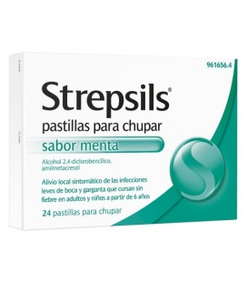 Strepsils 24 pastillas para chupar sabor menta