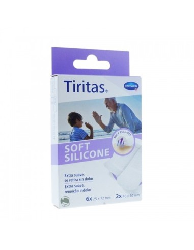 Tiritas soft silicone apósito adhesivo 6 u (25 x 72mm) + 2 u (40 x 60mm)