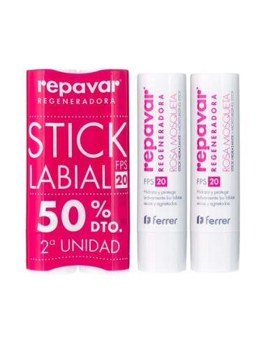 Repavar Regeneradora Stick Labial Hidratante SPF20 2x4 g