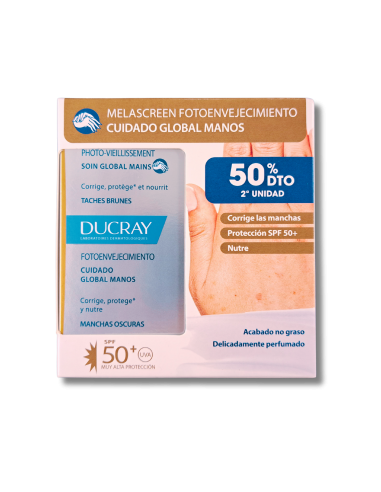 Ducray Duplo Melascreen Fotoenvejecimiento Cuidado Global Manos SPF50+ 2x50 ml