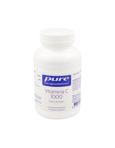 PURE Vitamina C 1000 Ácido L-ascórbico 90 Cápsulas Vegetales