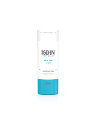 ISDIN Post Solar Aftersun Loción 200 ml Calmante e Hidratante para Después del Sol con Reparación y Alivio de la Piel
