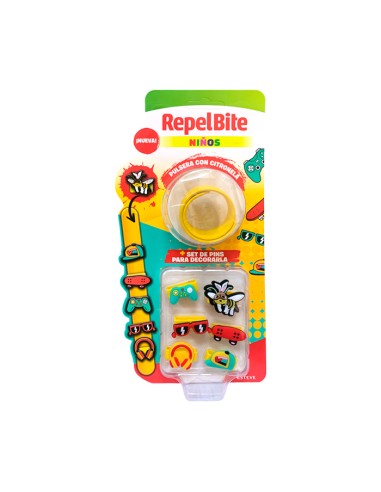 REPELBITE Niños Pulsera Con Citronela + Pins decorativos