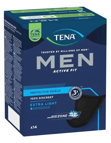TENA Men Escudo Protector Extra-Fino Color Negro 14 Unidades