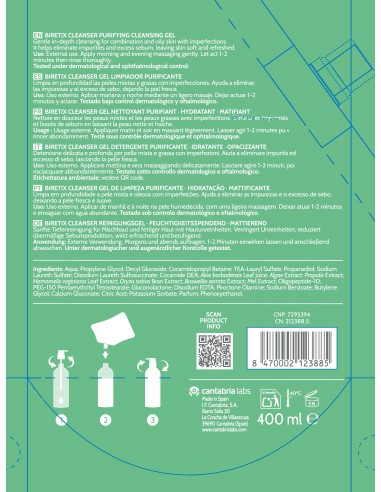 BIRETIX Cleanser Gel Limpiador Purificante 400 ml