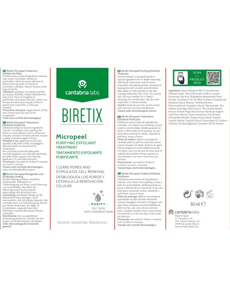 Biretix Micropeel Tratamiento Exfoliante Purificante