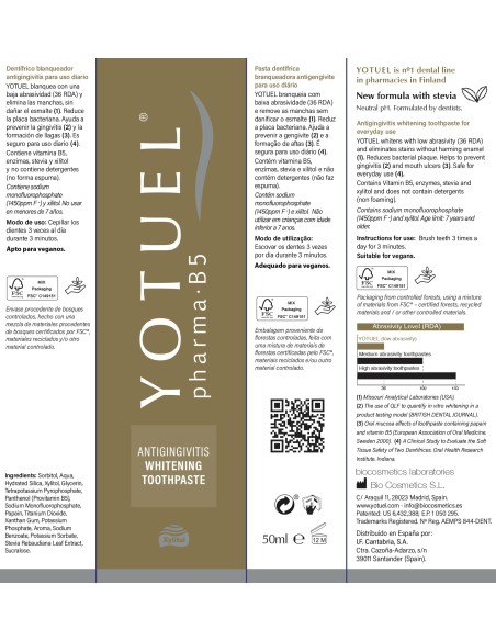 YOTUEL Duplo Pharma B5 Dentífrico Blanqueador Encías 2x50 ml