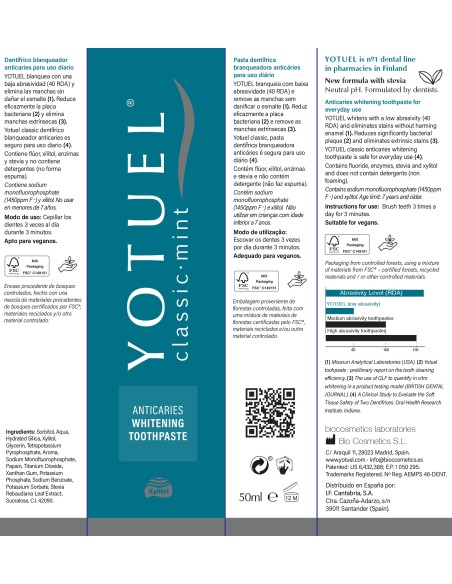 YOTUEL Clásico Dentífrico Blanqueador para Caries 50 ml