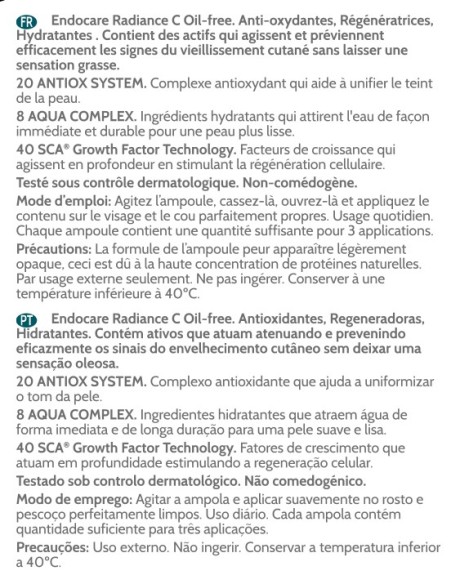 Endocare Radiance C Oil-free 10 Ampollas