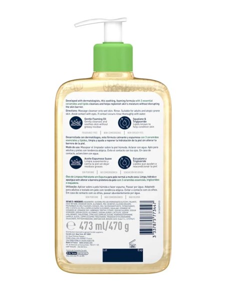 CeraVe Limpiador en Aceite Espumoso Hidratante 473 ml