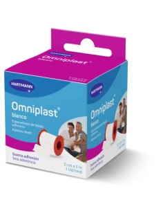 Omniplast Blanco Esparadrapo de Tejido Adhesivo 5 cm x 5 m