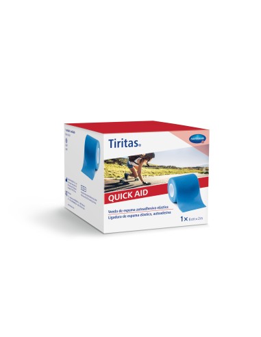 Tiritas Quick Aid Venda de Espuma Autoadhesiva Elástica Azul 6 cm x 2 m