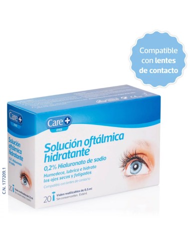 CARE+ Solución Oftámica Hidratante 0,2% Hialuronato de Sodio 20 Viales