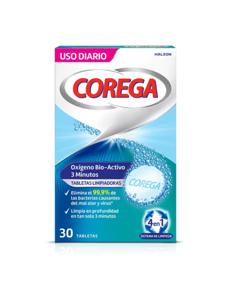 COREGA Oxígeno Bio-Activo 3 Minutos 30 Tabletas