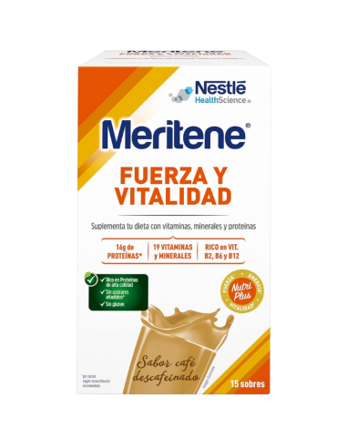 Meritene Fuerza y Vitalidad Sabor Café Descafeinado 15 Sobres
