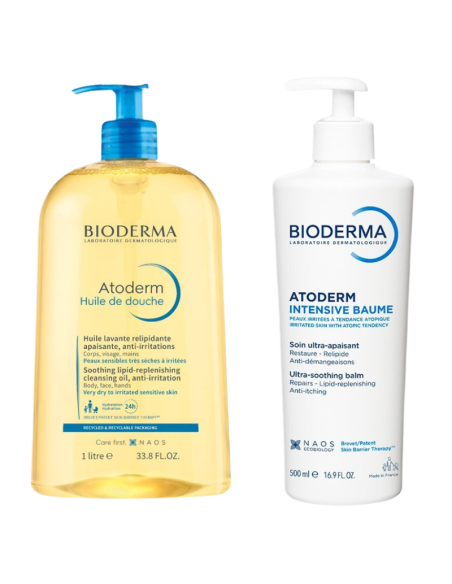 BIODERMA Atoderm Huile de Douche 1L + Intensive Baume 500 ml