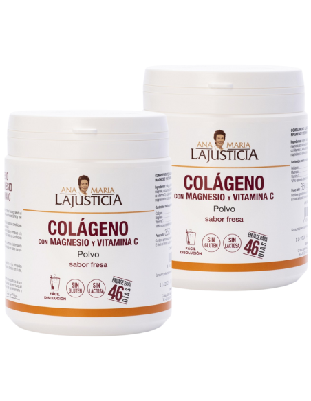Ana María La Justicia Duplo Colágeno con Magnesio Polvo Sabor Fresa 2x350g