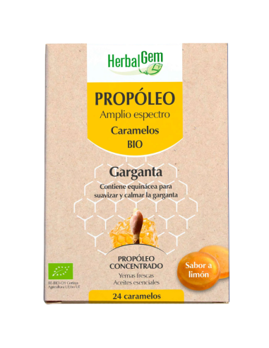 HerbalGem Propóleo Amplio Espectro Bio 24 Caramelos