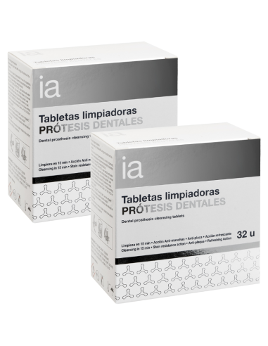 Interapothek Duplo Tabletas Limpiadoras Prótesis Dentales 2x32 Unidades