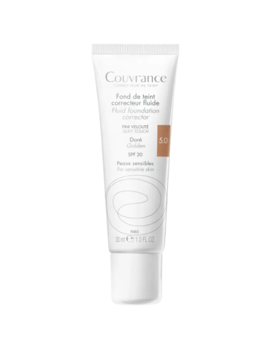 AVENE Base de Maquillaje Fluida Correctora Color Dorado SPF20 30 ml