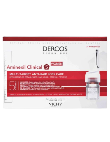 VICHY Dercos Aminexil Clinical 5 Mujer 21 Monodosis de 6 ml