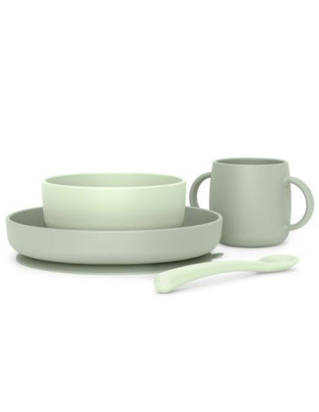 SUAVINEX Vajilla de Silicona Verde 4 Piezas +4 Meses