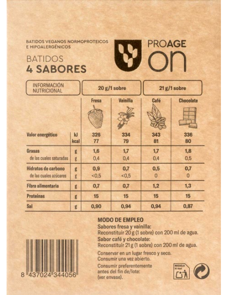 PROAGE On Batidos 4 Sabores 10 Unidades