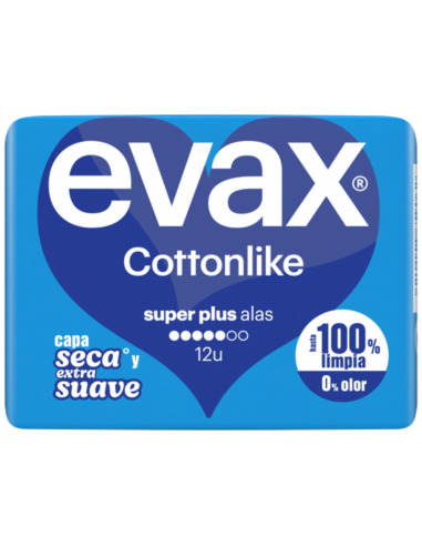 EVAX Cottonlike Super Plus Alas 12 Compresas