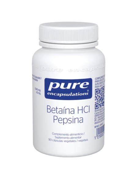 PURE ENCAPSULATIONS Betaína HCl Pepsina 90 Cápsulas Vegetales