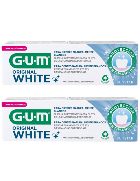 GUM Duplo Original White Pasta Dental Protección Antimancha 2x75 ml