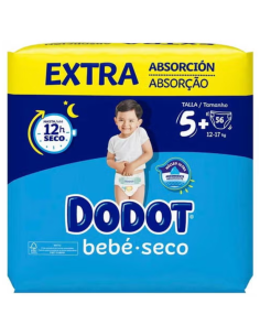 DODOT Bebé Seco Talla 5+ 12-17kg 56 Pañales