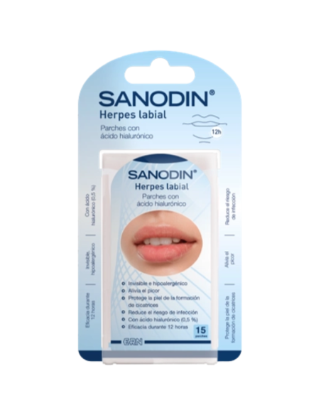 SANODIN Herpes Labial 15 Parches con Ácido Hialurónico