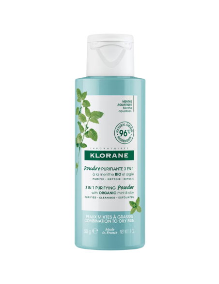 KLORANE Polvo Purificante 3 en 1 a la Menta BIO 50g