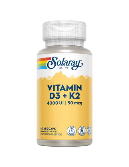 SOLARAY D3 + K2 4000 UI | 50 mcg 60 Vegcaps