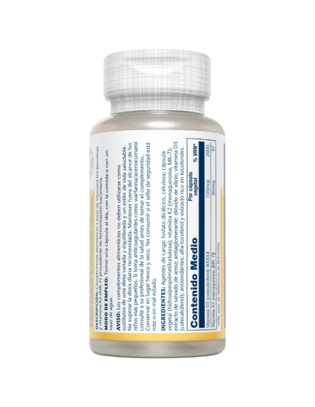 SOLARAY D3 + K2 4000 UI | 50 mcg 60 Vegcaps