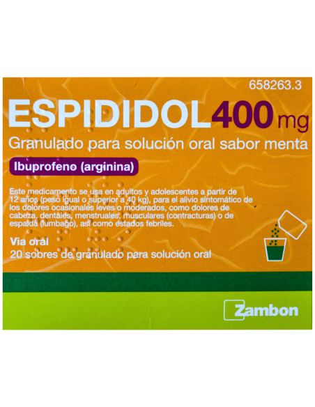 ESPIDIDOL 400 mg Granulado para Solución Oral Sabor Menta 20 Sobres
