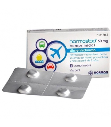 NORMOSTOP 50 MG 4 COMPRIMIDOS RECUBIERTOS (AL/AL